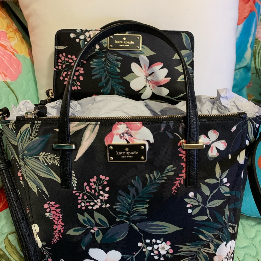 Kate Spade Wilson Rd. Botanical Bag & Wallet NWT